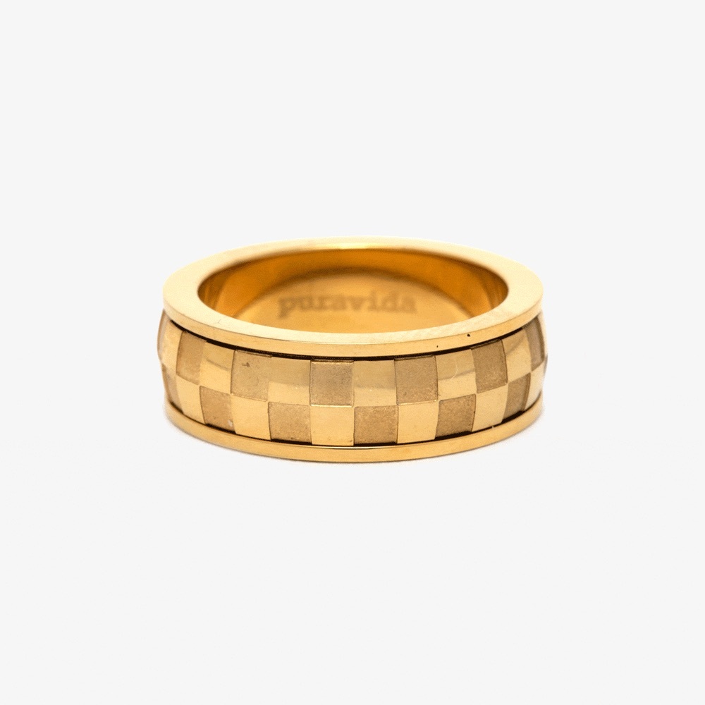 Pura Vida Gold Checkered Ring